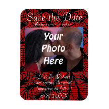Red and Black Spiderweb Theme Photo Save the Date! Rectangle Magnet