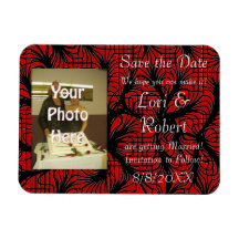 Red and Black Spiderweb Theme Photo Save the Date! Magnets