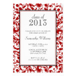 Red and Black Swirl Damask Graduation Announcement