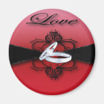 Red and Black Wedding Favour Magnet