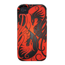Red and Black Yin Yang Phoenix Case-Mate iPhone 4 Cases