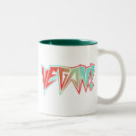 Red and Blue 1980s Rocker Vegan Mugs
