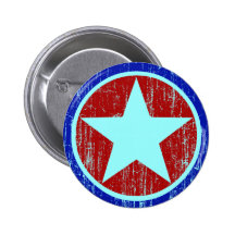RED AND BLUE DISTRESSED STAR BUTTON