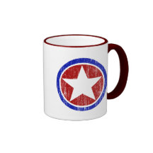 RED AND BLUE DISTRESSED STAR MUG