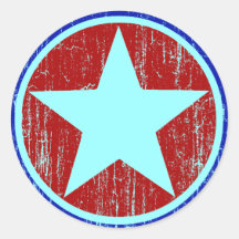 RED AND BLUE DISTRESSED STAR STICKERS