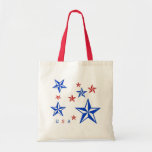 Red and Blue Star USA Tote Canvas Bags