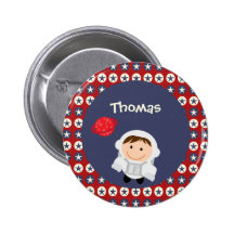 Red and Blue Stars Astronaut Button