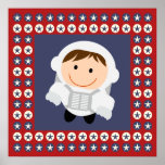 Red and Blue Stars Astronaut Posters