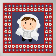 Red and Blue Stars Astronaut Posters