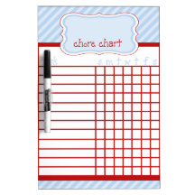 Red and Blue Stripe Chore Chart Dry-Erase Whiteboards