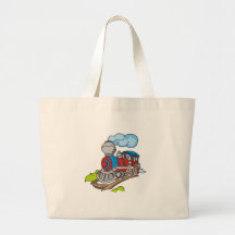 Red and Blue Train Tote Bag