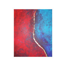 Red and Blue with Gold Philip Bowman Abstract Art Canvas Print