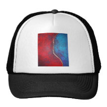 Red and Blue with Gold Philip Bowman Abstract Art Hats