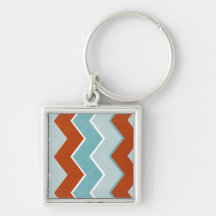 Red and Blue Zig Zag Pattern Keychain