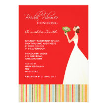 Red and Coloured Stripes Bridal Shower Invites