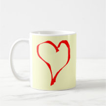 Red and Cream Love Heart Design. Coffee Mug