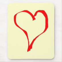 Red and Cream Love Heart Design. Mousepad