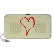 Red and Cream Love Heart Design. Mp3 Speakers