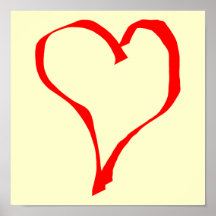 Red and Cream Love Heart Design. Print