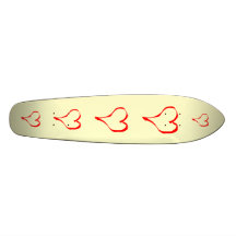 Red and Cream Love Heart Design. Skateboards