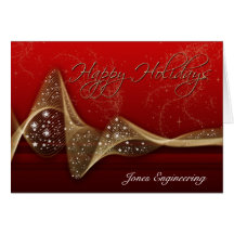Red and Gold Glitter Ribbon Happy Holidays Greeting Card