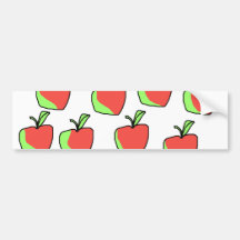 Red and Green Apple Pattern. Bumper Stickers