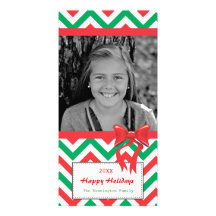 Red and Green Christmas Chevrons Photo Cards