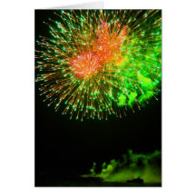 Red and Green Fireworks Greeting Card