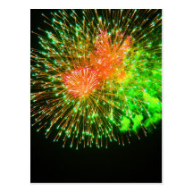Red and Green Fireworks Post Card