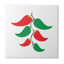 Red and Green Pepper Graphic on a string Tile