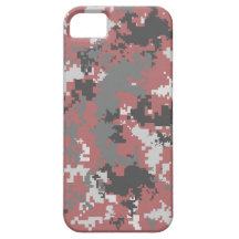 Red and Grey Digital Camo iPhone Case