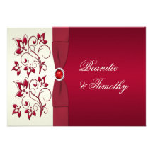 Red and Ivory Floral Wedding Invitation