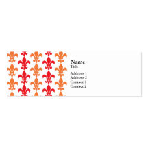 Red and Orange Fleur de Lis Pattern Business Card Templates
