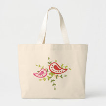 Red and Pink Birds Canvas Bags