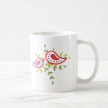 Red and Pink Birds Coffee Mugs