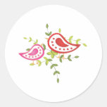 Red and Pink Birds Round Stickers