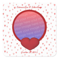 Red And Pink Hearts Photo Wedding Sticker