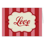 Red And Pink Love Stripes Greeting Cards