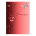 Red and Silver Floral Butterflies Directions Card Business Cards