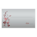 Red and Silver Floral with Butterflies Placecards Business Cards