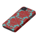 red and teal aqua bold intricate damask iPhone 4 Case-Mate cases