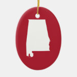 Red and White Alabama Christmas Ornaments