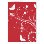 Red and White Butterflies and Flowers Greeting Card