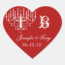 Red and White Chandelier Custom Heart Stickers