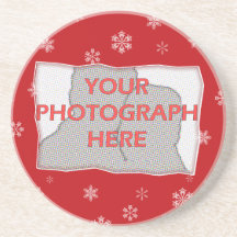 Red and white Christmas Snowflakes pattern Coasters