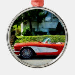 Red And White Corvette Convertible Ornaments