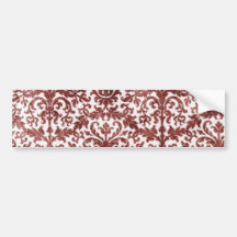Red and White Damask Wallpaper Pattern Bumper Stickers