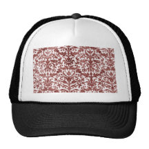 Red and White Damask Wallpaper Pattern Hats