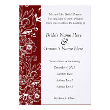 Red and White Floral Wedding Invitation