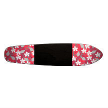 Red and White Flowers. Floral Pattern. Skate Boards